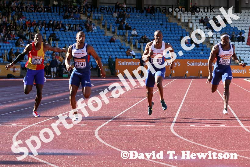 Mens 100 metres, Sainsbury's British Champs, Alexander Stadium, Birmingham. Photo: David T. Hewitson/Sprts for All Pics